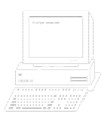 A hand-drawn vintage computer on a dark background